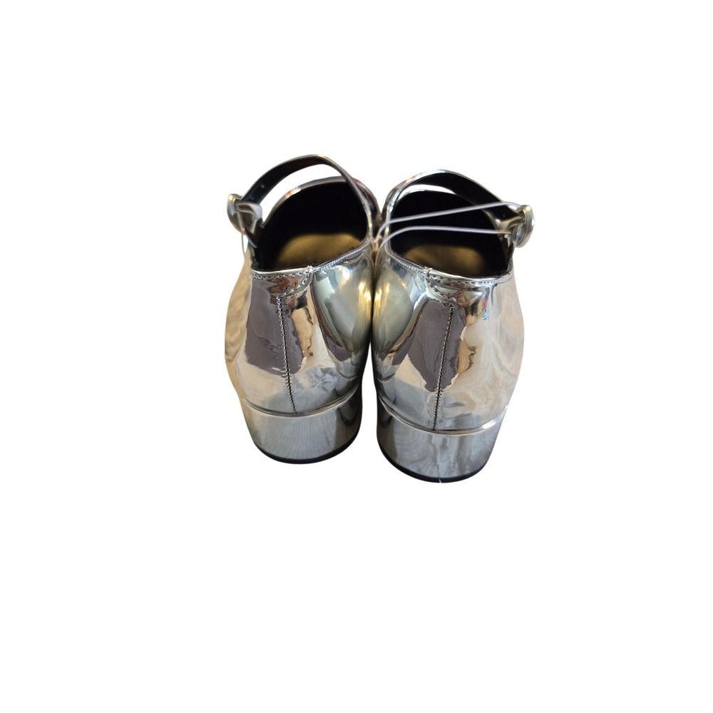 Steve Madden Silver Metallic Mary Jane Block Heel Shoes - Picture 3 of 4